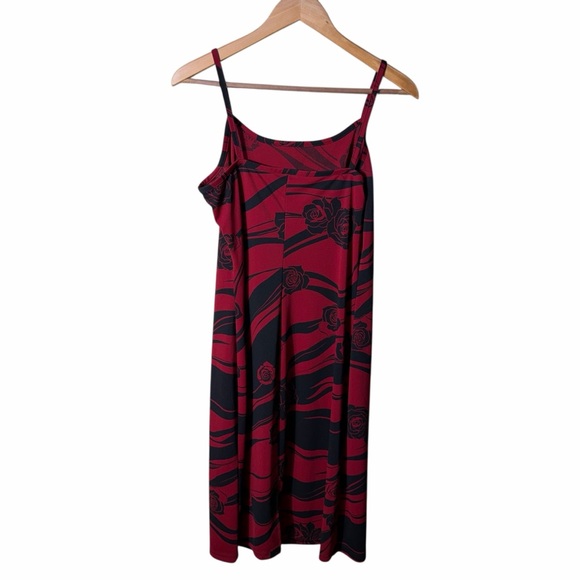 Vintage 90s Grungy WhimsiGoth Rose Dress Black and Red Size 14 - Picture 5 of 7